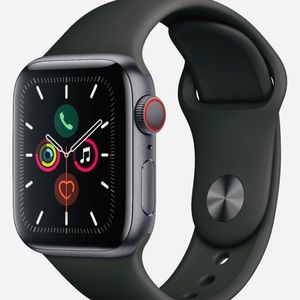 Apple Watch Series 5 Space Black Stainless Steel Case with Black Sport B…
